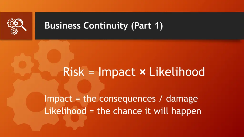 business continuity part 1