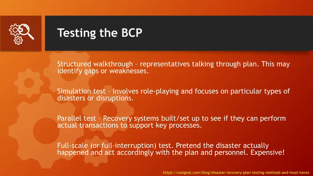 testing the bcp