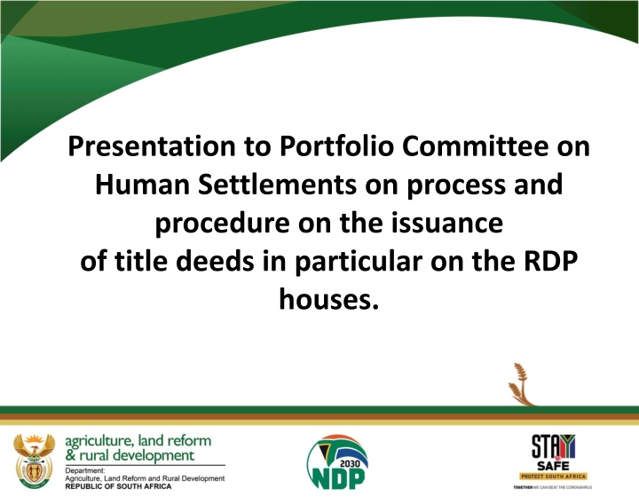 presentation to portfolio committee on human