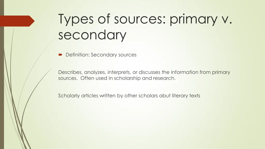 types of sources primary v secondary