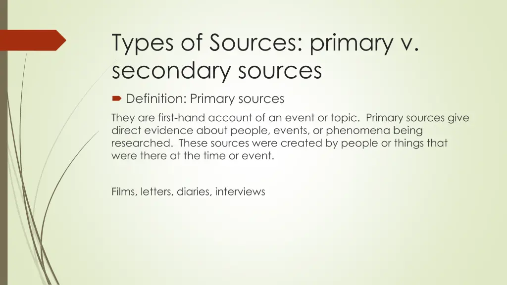 types of sources primary v secondary sources