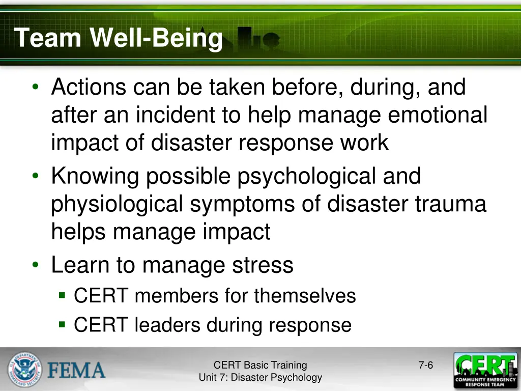 team well being