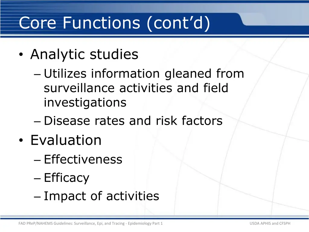 core functions cont d