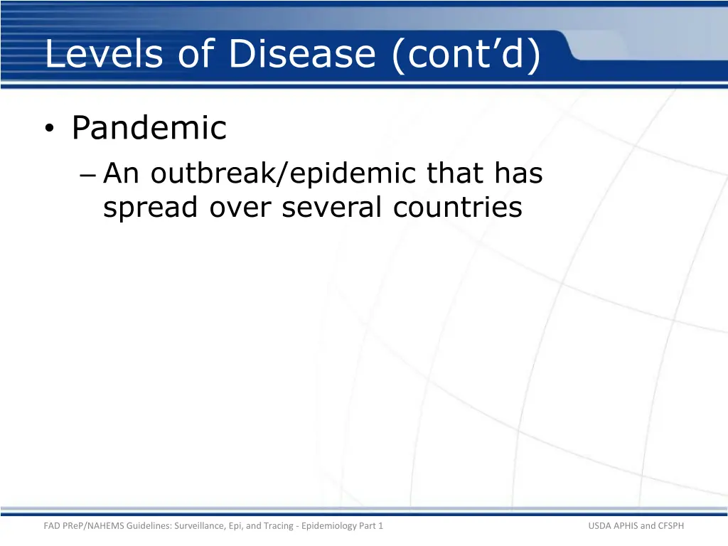 levels of disease cont d