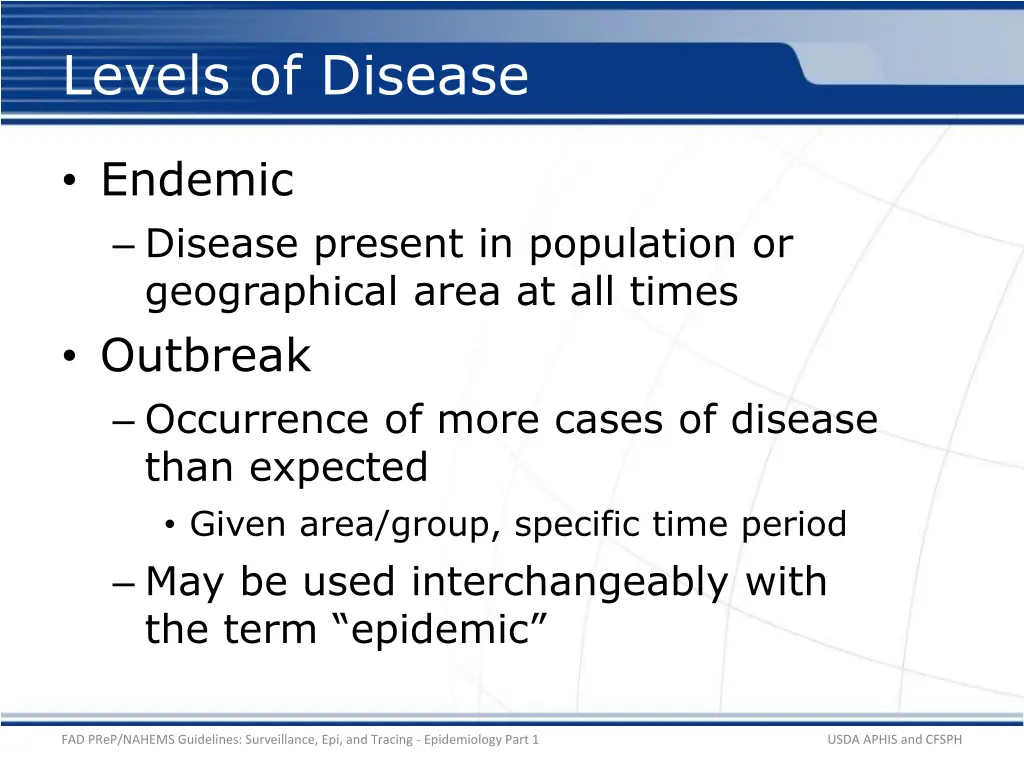 levels of disease