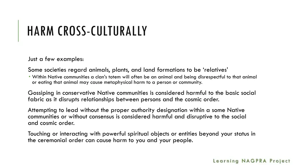 harm cross culturally