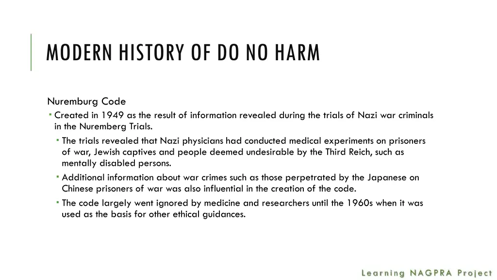 modern history of do no harm