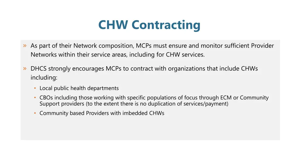 chw contracting