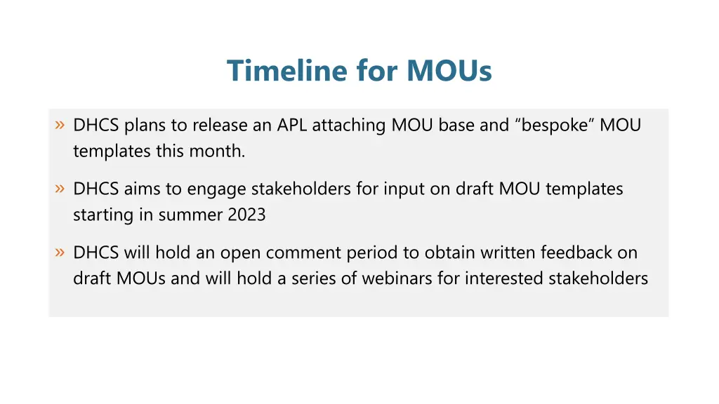 timeline for mous