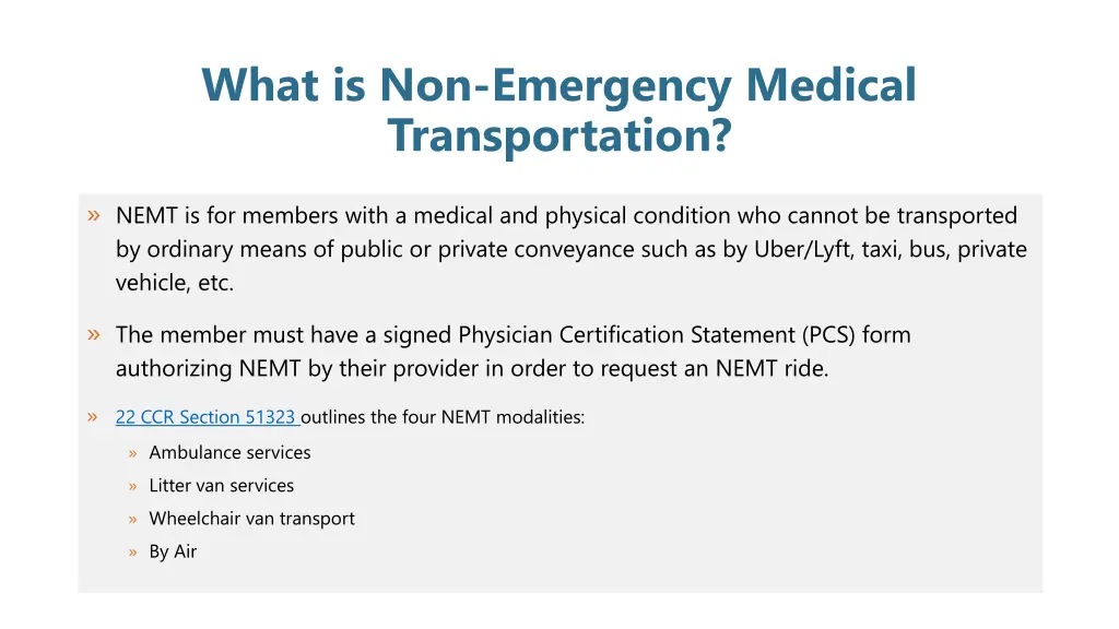 what is non emergency medical transportation