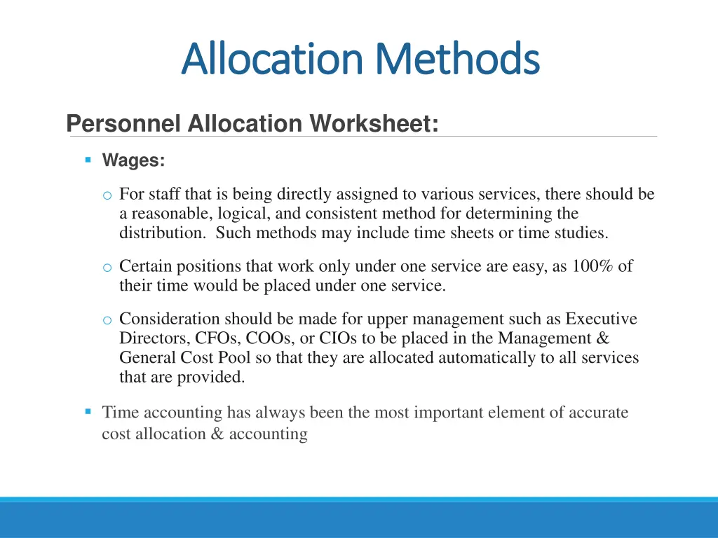 allocation methods allocation methods