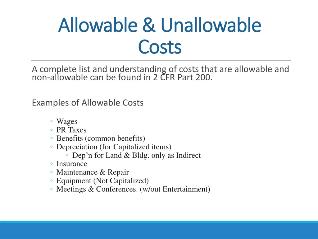 allowable unallowable allowable unallowable costs