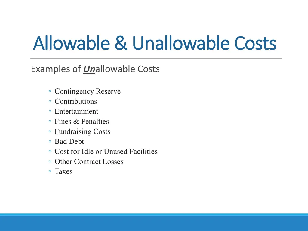 allowable unallowable costs allowable unallowable