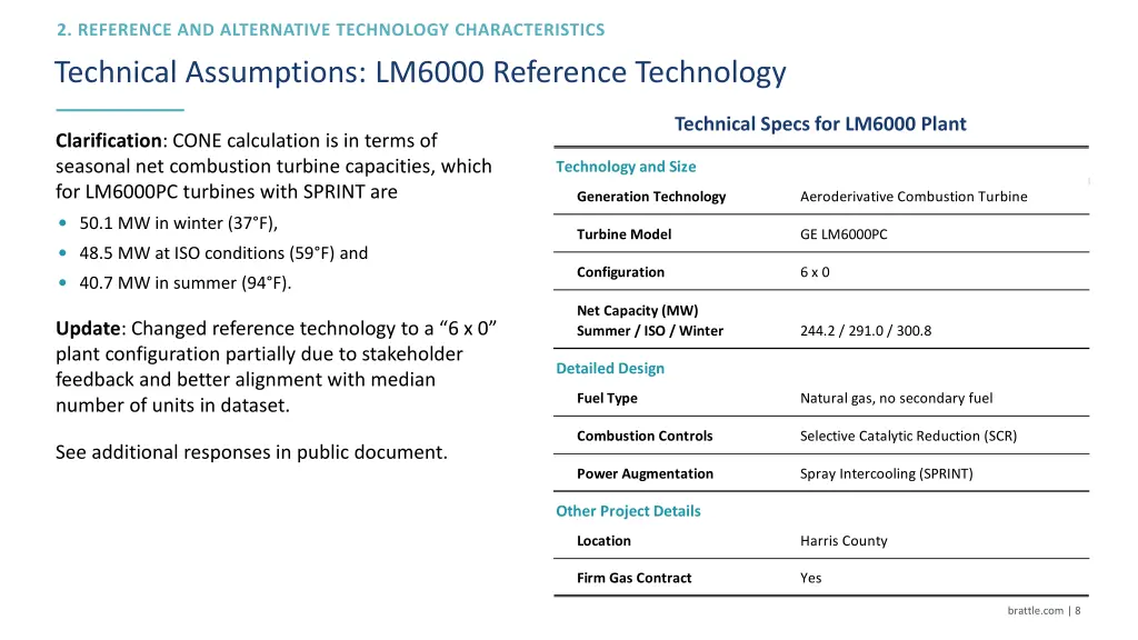 technical assumptions lm6000 reference technology