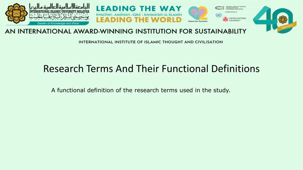 research terms and their functional definitions