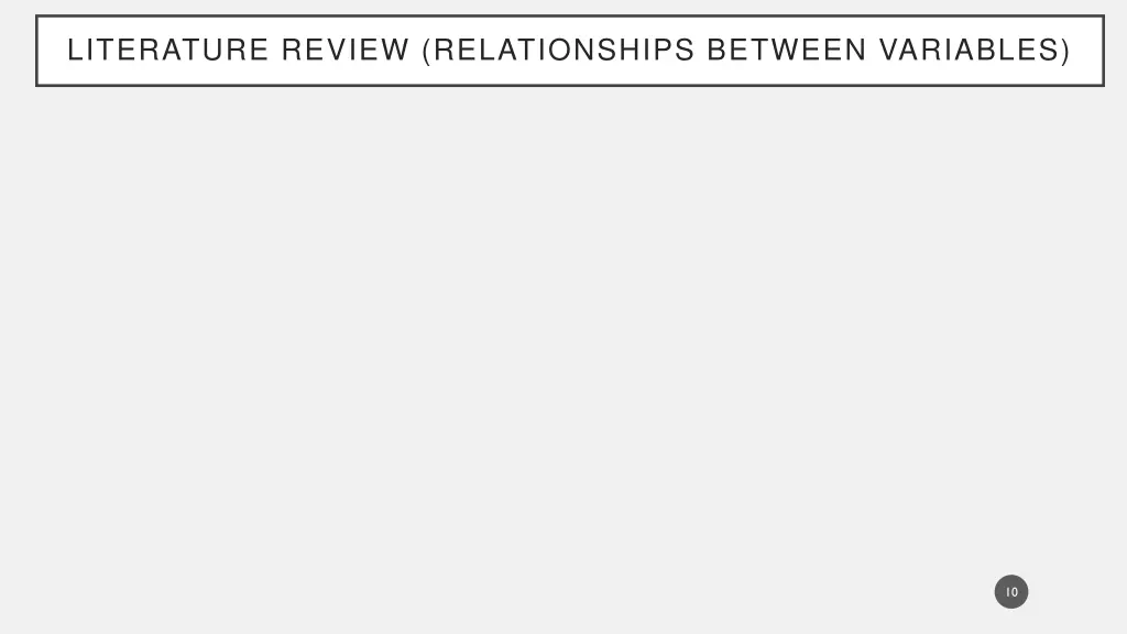 literature review relationships between variables