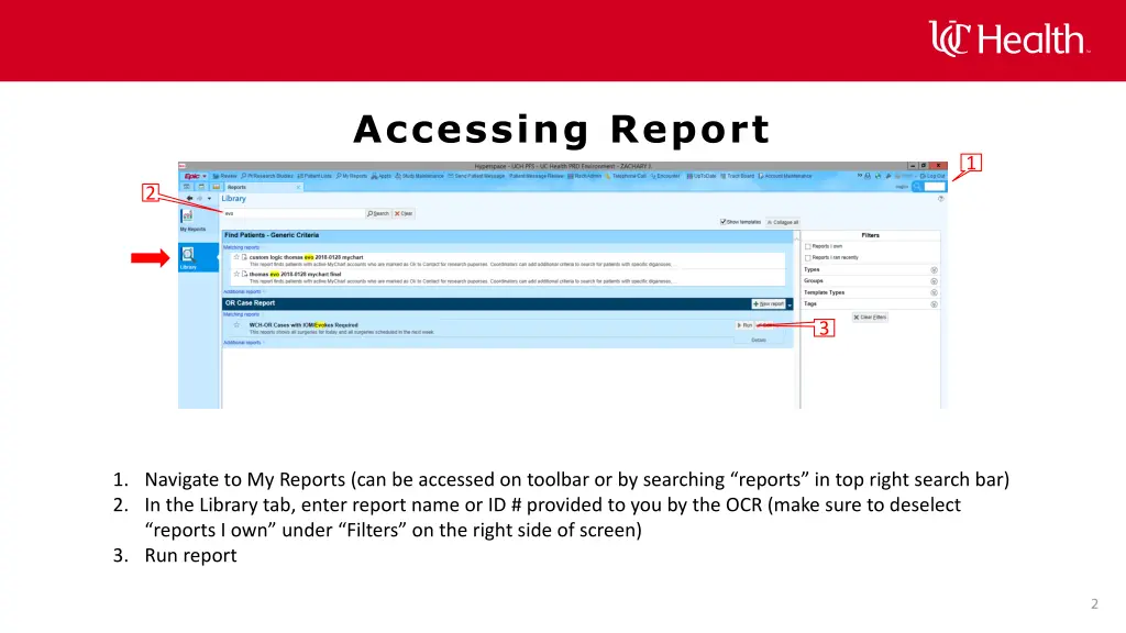 accessing report