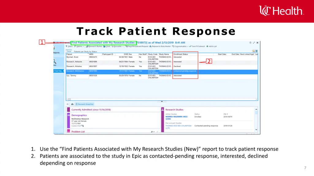 track patient response