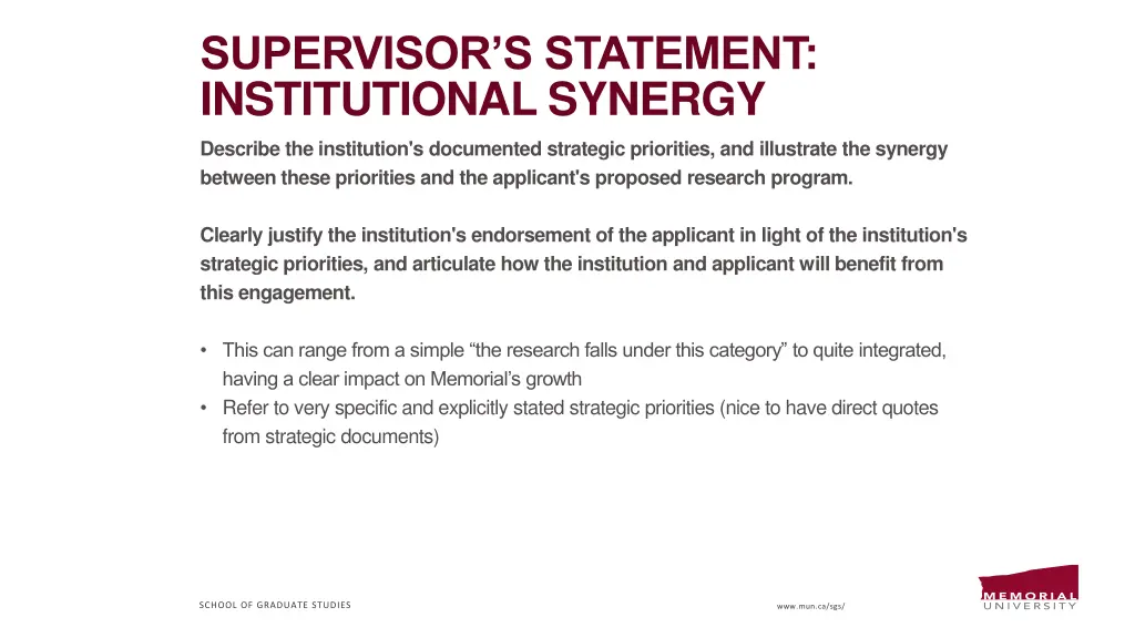 supervisor s statement institutional synergy