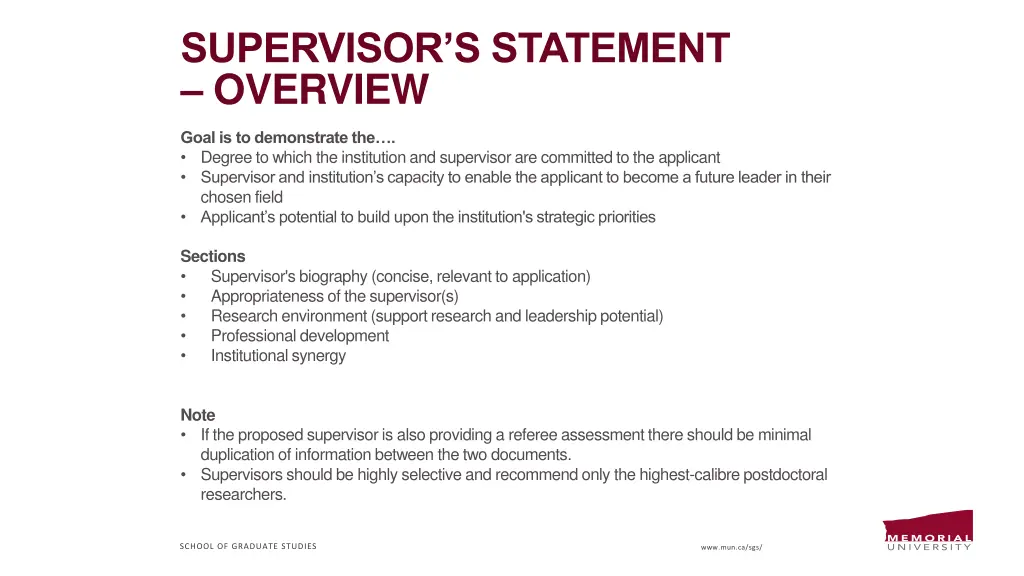 supervisor s statement overview