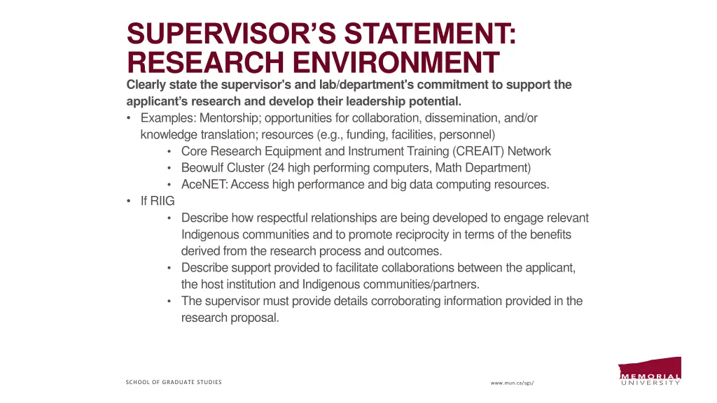 supervisor s statement research environment