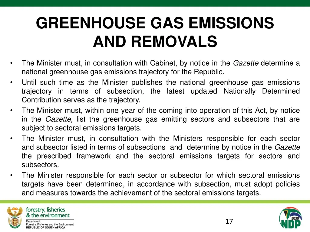 greenhouse gas emissions and removals