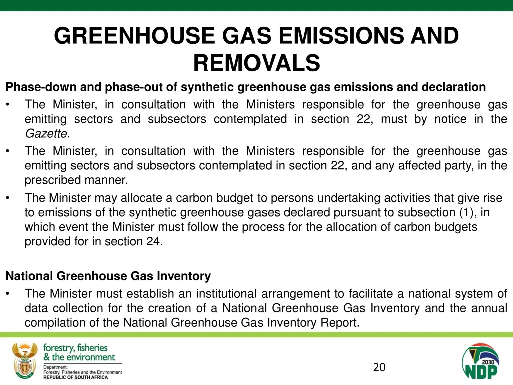 greenhouse gas emissions and removals phase down