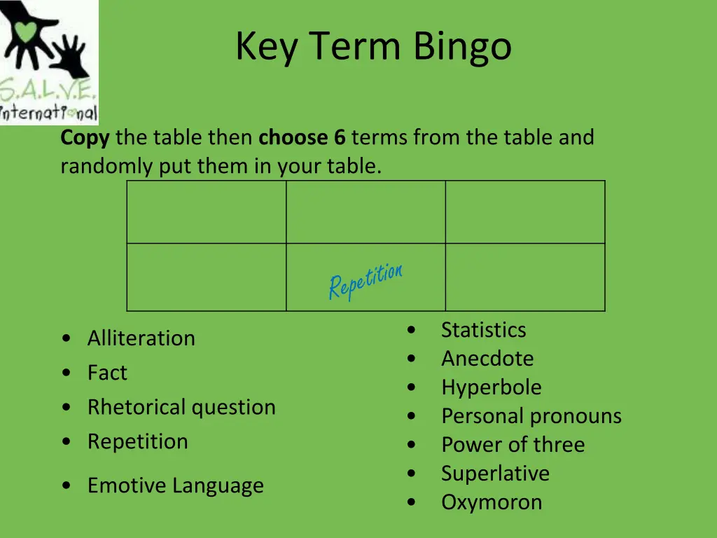 key term bingo