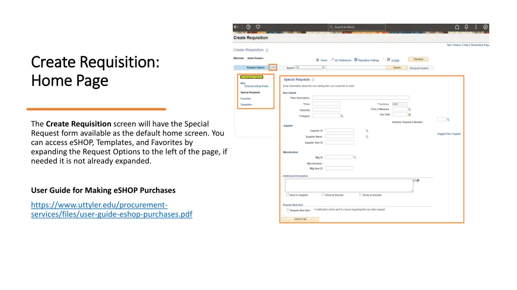 create requisition create requisition home page