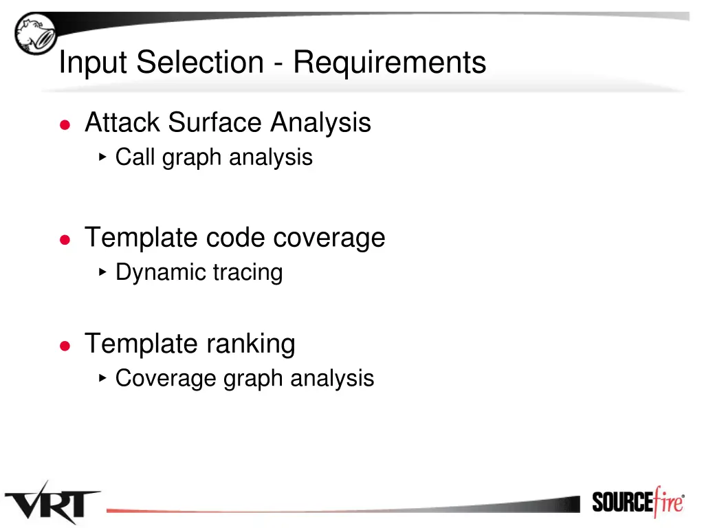 input selection requirements