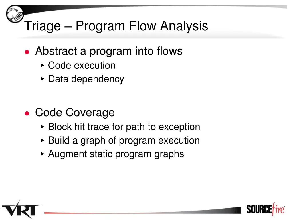 triage program flow analysis