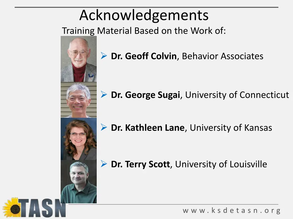 acknowledgements training material based