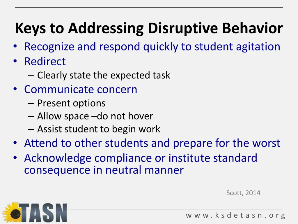 keys to addressing disruptive behavior recognize