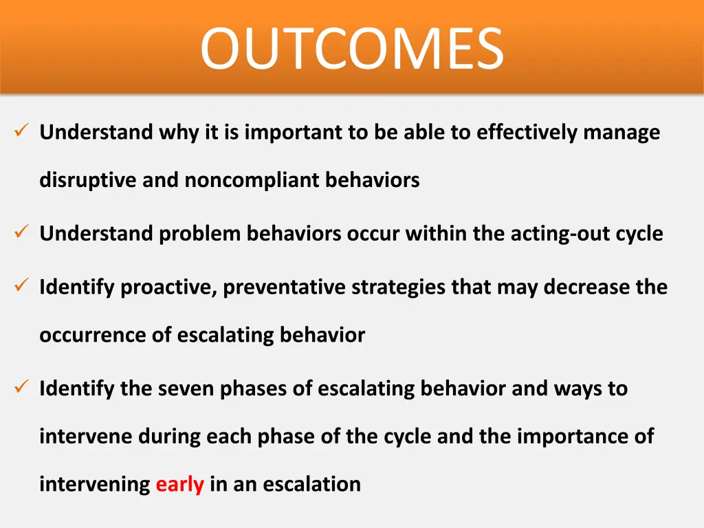 outcomes