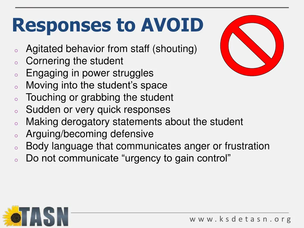 responses to avoid