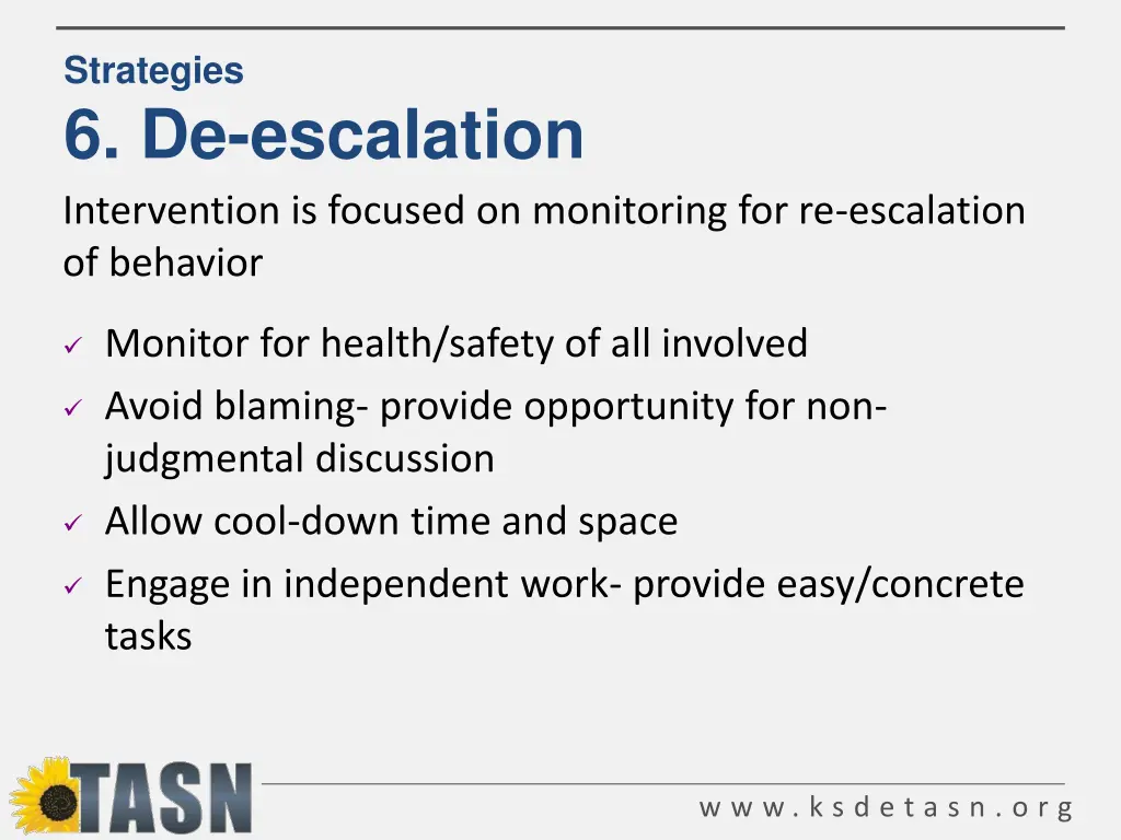 strategies 6 de escalation intervention