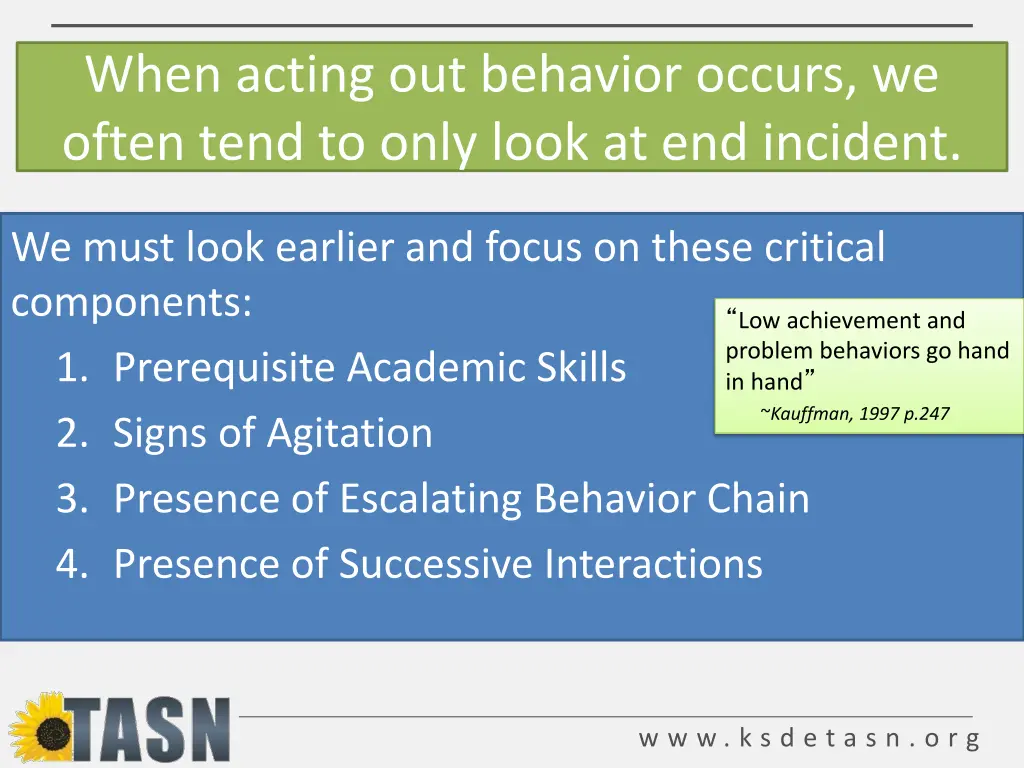 when acting out behavior occurs we often tend