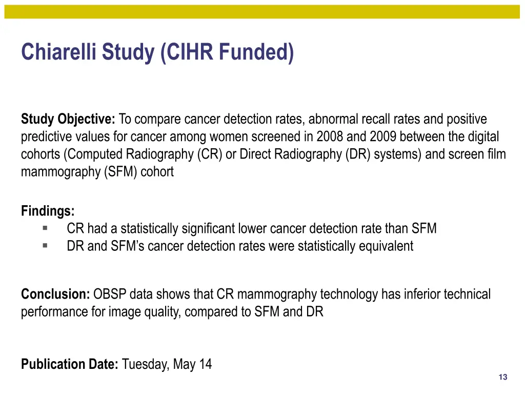 chiarelli study cihr funded