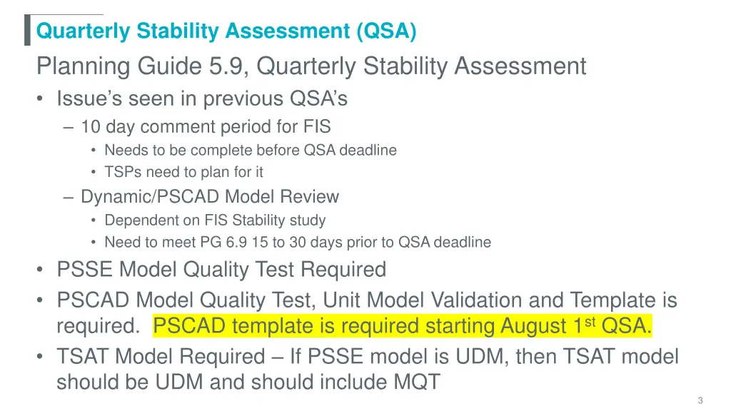 quarterly stability assessment qsa planning guide