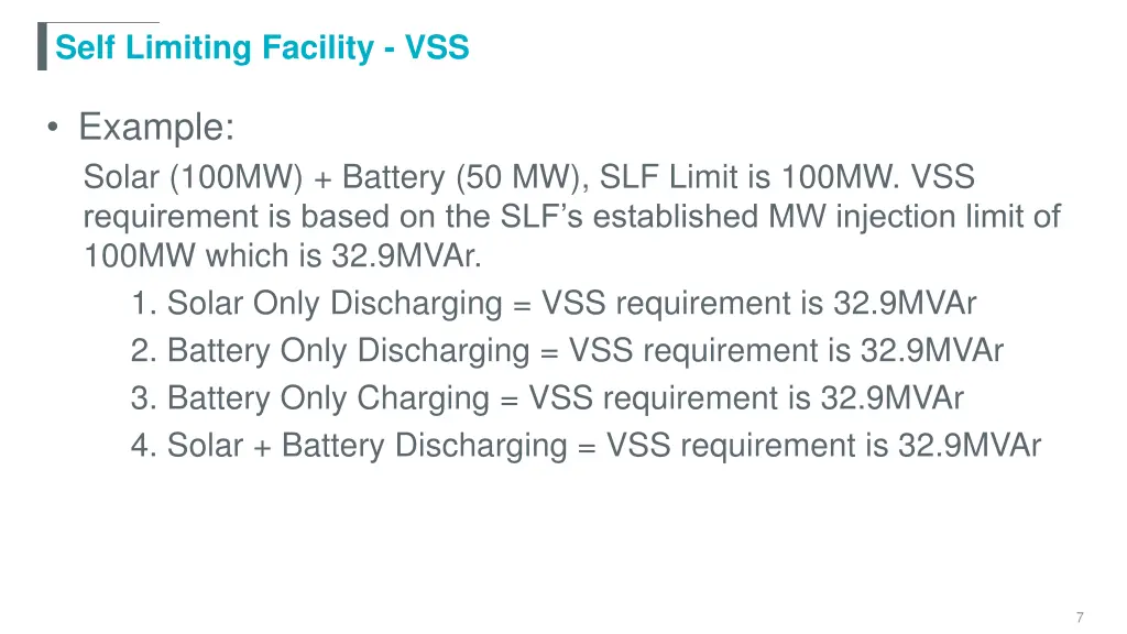 self limiting facility vss 1