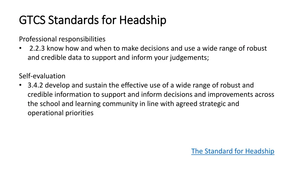 gtcs standards for headship gtcs standards