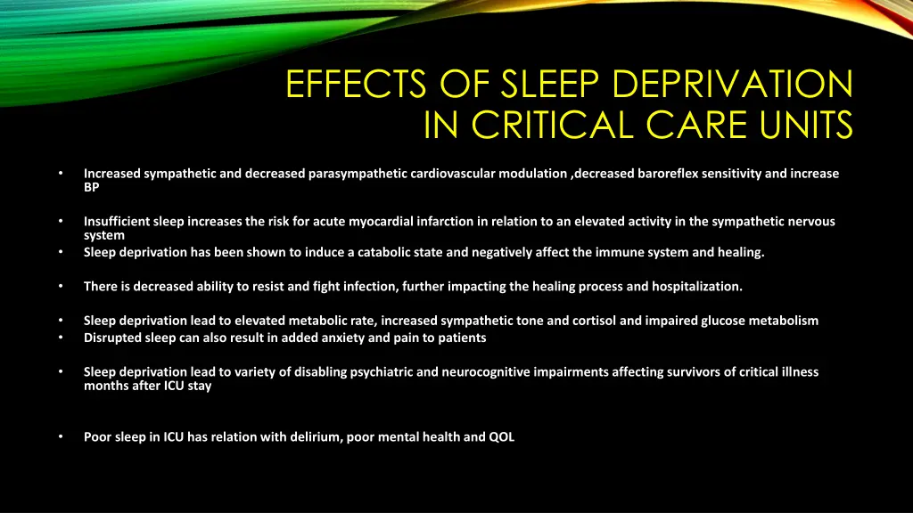 effects of sleep deprivation in critical care