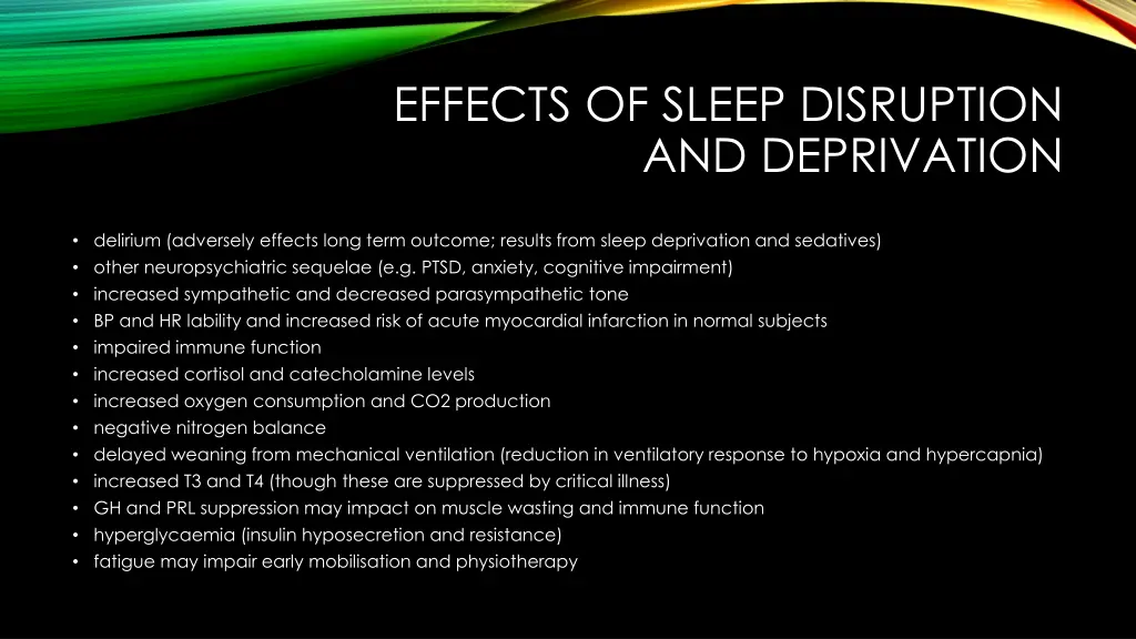 effects of sleep disruption and deprivation