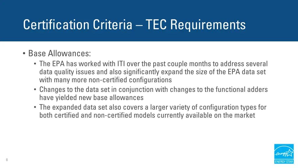 certification criteria tec requirements