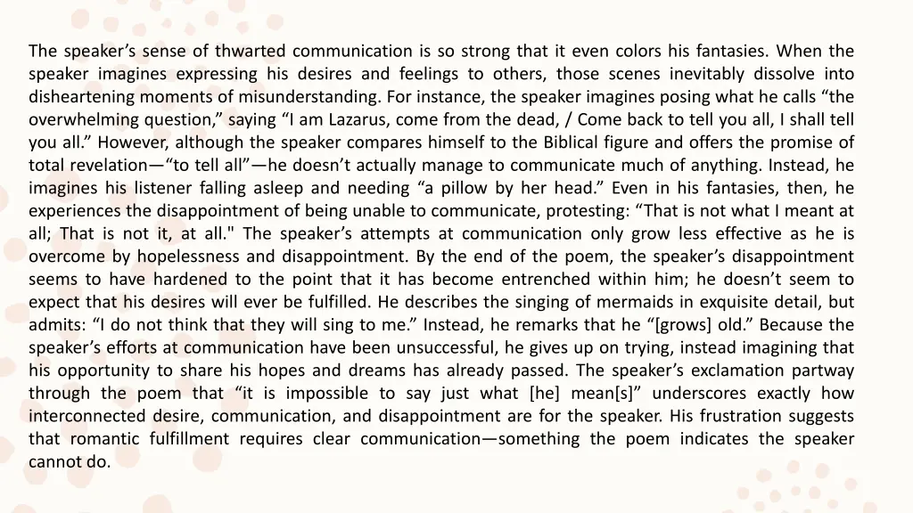 the speaker s sense of thwarted communication