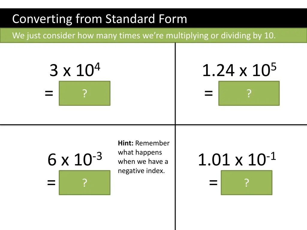 converting from standard form