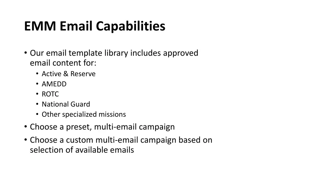 emm email capabilities