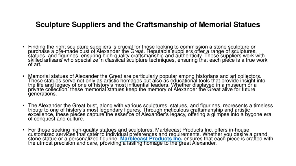 sculpture suppliers and the craftsmanship