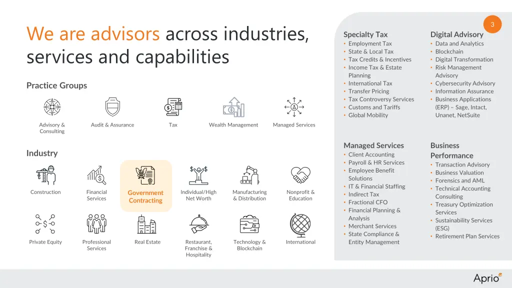 we are advisors across industries services