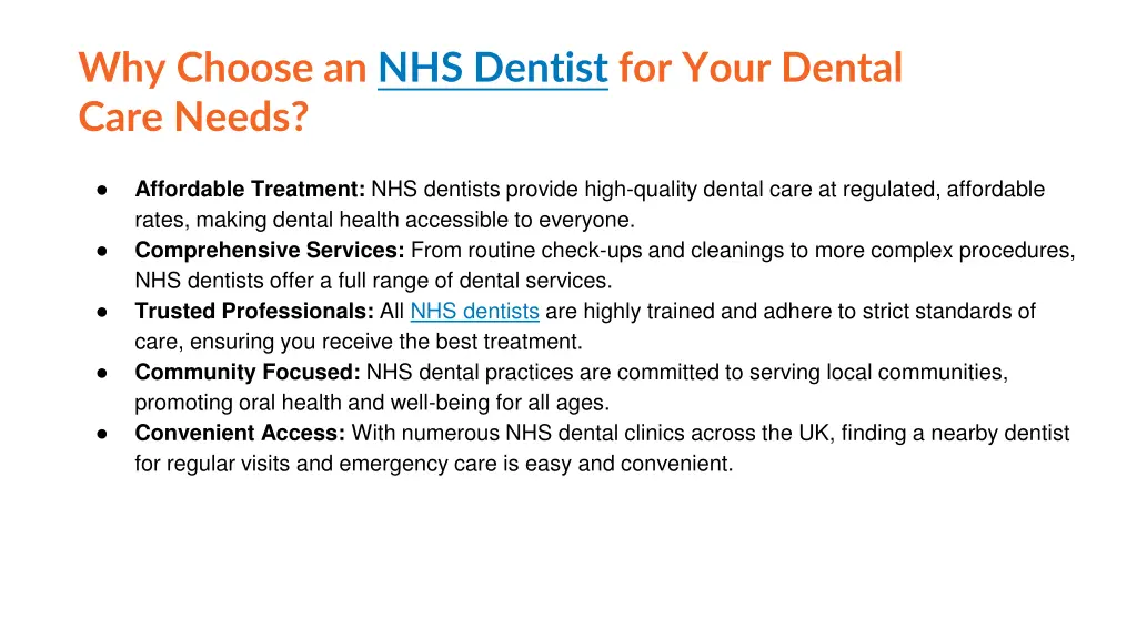 why choose an nhs dentist for your dental care